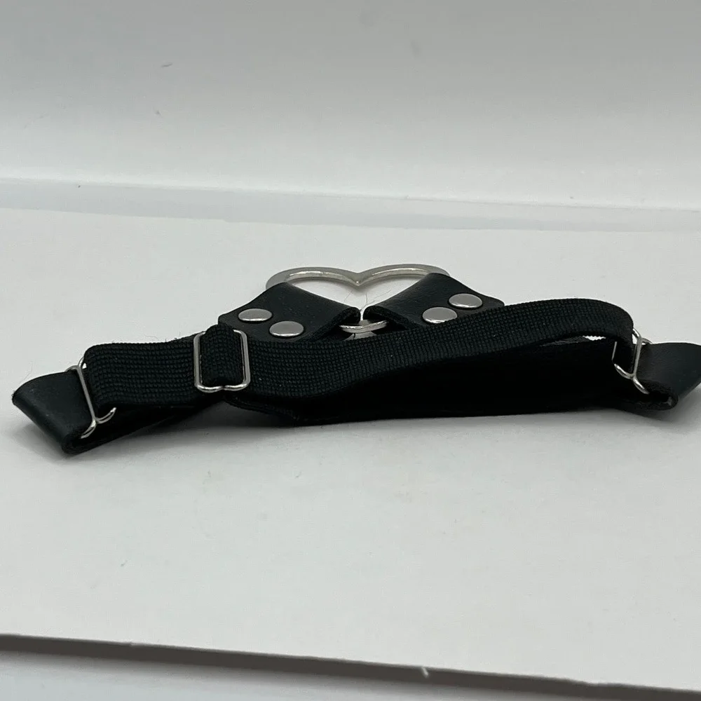 Vintage Black Faux Leather Heart Garter Belt Gothic‎ Punk Elastic Leg Ring Toy